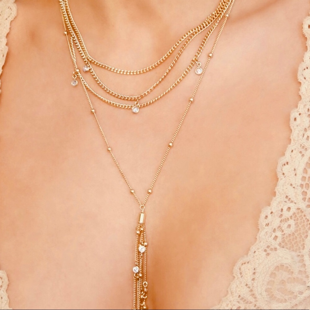 New Gold Layered Necklace Ettika Chloe Gold Tassel Necklace - Picture 10 of 12